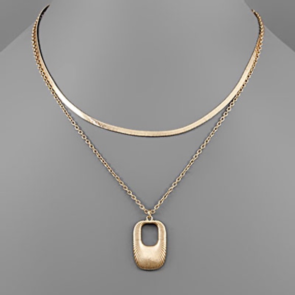 Rectangular Shape 2 Layer Necklace - Picture 1 of 1